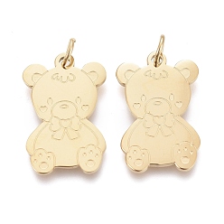 Золотой Ионное покрытие (ip) 304 подвески из нержавеющей стали, с целью перехода в кольце, лазерная резка, медведь, золотые, 16x10.5x0.8 мм, Перейти кольцо: 4x0.6 мм, 2.8 мм внутренним диаметром