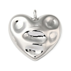 Платинированный Латунные подвески, без кадмия, без никеля и без свинца, сердце, Реальная платина, 30.5x31x7 мм, отверстие : 3.5 мм
