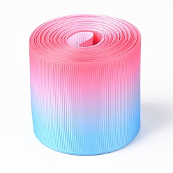 Colorful Gradient Rainbow Polyester Ribbon, Single Face Printed Grosgrain Ribbon, for Crafts Gift Wrapping, Party Decoration, Colorful, 2 inch(50mm), about 5 yards/roll(4.57m/roll)