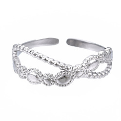 Нержавеющая Сталь Цвет Не тускнеет 304 открытое кольцо-манжета из нержавеющей стали с крестообразным плетением, массивное полое кольцо для женщин, цвет нержавеющей стали, размер США 6 3/4 (17.1 мм)