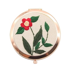Цветок Стартовый набор для вышивки своими руками со складным зеркалом, включая хлопчатобумажные и льняные ткани, железная игла, хлопковые нитки, пластиковые пяльцы для вышивания, цветок, 70 мм