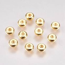 Настоящее золото 18K 304 из нержавеющей стали разделительные бусины, рондель, реальный 18 k позолоченный, 5x2 мм, отверстие : 1.5 мм