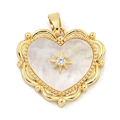 Настоящее золото 18K Покрытие стойки латунь микропаве прозрачные подвески из кубического циркония, с оболочкой, долговечный, без свинца и без кадмия, сердце, реальный 18 k позолоченный, 18x19.5x4 мм, отверстие : 5x2 мм