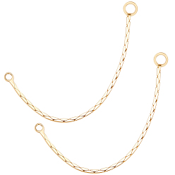 Настоящее золото 18K 20шт. латунные соединители для звеньев цепи, без никеля , реальный 18 k позолоченный, 44x2.5x1 мм, отверстие : 1~2 мм