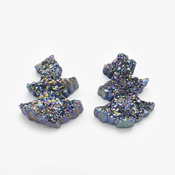 Разноцветный Натуральный druzy кристалл кварца, окрашенные, с покрытием цвета радуги, рождественская елка, 14x12x5~5.5 мм, отверстие : 1 мм