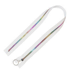 White #5 Nylon Coil Zippers Rainbow Zipper Tape, Resin Coil Colorful Teeth, White, 0.76 Yard(70cm)
