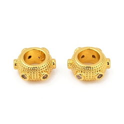 Матовый Золотой Цвет Латуни кубического циркония европейские шарики, без кадмия, без никеля и без свинца, плоско-круглые, матовый золотой цвет, 8x4 мм, отверстие : 4 мм