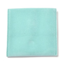 Turquoise Square Velvet Jewelry Bags, with Snap Fastener, Turquoise, 10x10x1cm
