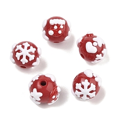 Снежинка Рождественская тема нарисованная вручную акрил с эмалевыми бусинами, круглые, снежинка, 17~22.5x17~22x15 мм, отверстие : 3.5 мм