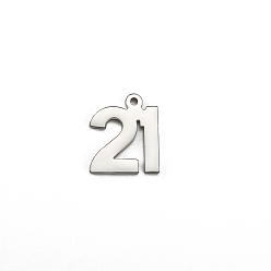 Нержавеющая Сталь Цвет Подвески из нержавеющей стали, не тускнеющие, число 21, цвет нержавеющей стали, 16x10 мм