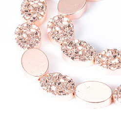 Гальванический Розовый Золотой Гальванизировать немагнитных синтетический гематит нитей бисера, овальные, покрытием из розового золота, 14x10x4 мм, отверстие : 1 мм, около 28 шт / нитка, 15.7 дюйм.