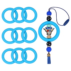 Бирюза 9 шт. кольцо из экологически чистого пищевого силикона фокусные бусины, бирюзовые, 65x9.5 мм, отверстие : 3 мм, внутренний диаметр: 44 мм