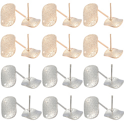 Платиновый & Золотой 40 шт. 2 цвета латунные серьги-гвоздики фурнитура, платиной и золотом, 12x12 мм, отверстие : 1.2 мм, 20 шт / цвет