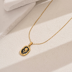 Черный Ожерелья с подвеской в виде цветка из нержавеющей стали с эмалью для женщин на каждый день, золотые, чёрные, 17.52 дюйм (44.5 см)