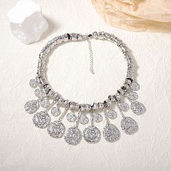 Платина Женские нагрудные ожерелья с кисточками из цинкового сплава, платина, 14.96 дюйм (38 см)