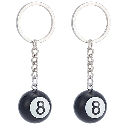 Noir Porte-clés en résine et alliage de platine, avec l'émail, billard, noir, 86mm, pendentif: 28x24.5 mm, 1 pc / set