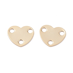 Настоящее золото 24K Ссылка на компонент из латунной люстры, долговечный, сердце, реальный 24 k позолоченный, 6x7x0.2 мм, отверстие : 1.2 мм