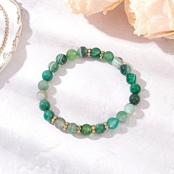 Зеленый Браслеты из натурального полосчатого агата, с горный хрусталь бисером распорных, зелёные, внутренний диаметр: 2-1/8 дюйм (5.5 см)