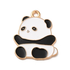 Белый Подвески из эмали и сплава, золотой свет, очарование панды, белые, 24x20x1 мм, отверстие : 2 мм