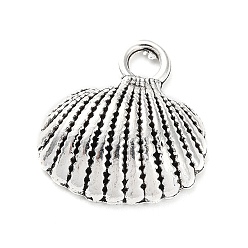 Antique Silver Tibetan Style Alloy Pendants, Shell Charm, Antique Silver, 18x17x5mm, Hole: 3mm, about 393pcs/500g