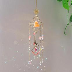 Gemstone Подвески из натурального гималайского камня, подвесные ловцы солнца, с металлической подвеской-солнцем и стеклянной подвеской, для украшения домашнего сада, 490~510 мм