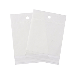 Белый Прямоугольник ОПП целлофановые мешки, самозапечатывающиеся пакеты с отверстием для подвешивания, белые, 12x8x0.01 см, отверстие : 7 мм
