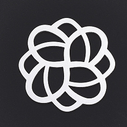 Silver Aluminium Filigree Joiners Links, Laser Cut Filigree Joiners Links, Flower, Silver Color Plated, 48x50x1mm