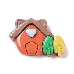 Дом Кабошоны из непрозрачной смолы на осеннюю тематику, мультяшные кабошоны, дом, 19x28x7.5 мм