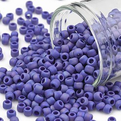 (408F) Cobalt Blue Opaque Rainbow Matte Круглые бусины toho, японский бисер, (408 f) кобальтово-синий непрозрачный радужный матовый, 8/0, 3 мм, отверстие : 1 мм, Около 222 шт / 10 г
