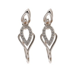 Платинированный 925 серебряные щипцы для льда с прозрачным кубическим цирконием, слеза, Реальная платина, 22 мм, штифты : 0.5 мм