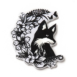 Flower Double-sided Printed Acrylic Pendants, Magic Theme Charm, Flower, 37.5x30x2.5mm, Hole: 1.8mm