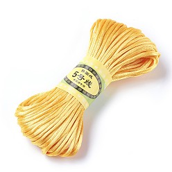 Or Cordon de polyester coréen, corde à nouer chinoise, cordon de rattail satiné, or, 2.5mm, environ 20 m / paquet