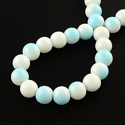 Light Sky Blue Two-Color Baking Painted Glass Bead Strands, Round, Light Sky Blue, 8mm, Hole: 1.3~1.6mm, about 104pcs/strand, 32.7 inch