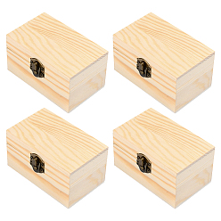 BurlyWood 4Pcs Rectangle Wood Flip Cover Box, with Hinged Lid and Front Clasp, for Necklace, Earring Jewelry Boxes, BurlyWood, 5.7x9.15x5.1cm, 4pcs