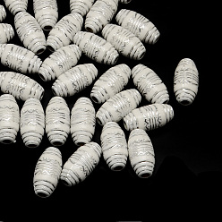 Белый Покрытие непрозрачные акриловые круглые бусины, серебристого металла, обвитыми, овальные, белые, 10x19~20 мм, Отверстие : 3~4 мм , около 520 шт / 500 г