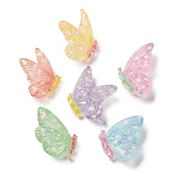 (52) Непрозрачная лаванда Прозрачные смолы кабошоны, бабочка, с блеском порошок, разноцветные, 24~34x25~27x8 мм