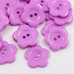 Темная Орхидея Акриловые швейные пуговицы, для одежды , пластиковые пуговицы , 2-луночное, окрашенные, цветок Wintersweet, темные орхидеи, 22x2 мм, отверстие : 2 мм