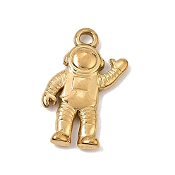 Real 18K Gold Plated 304 Stainless Steel Pendants, Spaceman Charms, Ion Plating(IP), Real 18K Gold Plated, 24x15.5x3mm, Hole: 2.5mm