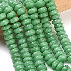 Medium Sea Green Natural Glass Beads Strands, Rondelle, Medium Sea Green, 10.5~11x5.5~6.5mm, Hole: 1mm, about 71pcs/strand, 15.55''(39.5cm)
