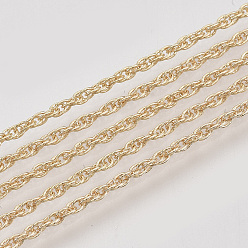 Light Gold Паяные латунные покрытые железные веревочные цепи, с катушкой, золотой свет, 2.5x1.5x0.2 мм, около 328.08 футов (100 м) / рулон