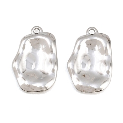 Stainless Steel Color 304 Stainless Steel Pendants, Nuggets Charms, Stainless Steel Color, 26x17x3mm, Hole: 1.8mm
