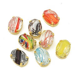 (52) Непрозрачная лаванда Шить на горный хрусталь, многожильные звенья из стекла, хрусталя и стразов, с настройками латуни, аксессуары для одежды, овальные, разноцветные, 18x13x8 мм, отверстие : 1.2 мм
