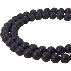 Black Agate Frosted Natural Black Agate Bead Strands, Dyed & Heated, Grade A, Round, 8mm, Hole: 1.2mm, about 48pcs/strand, 16 inch, 1strand/set