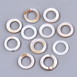 Seashell Color Natural Freshwater Shell Linking Rings, Ring, Seashell Color, 11x1.5mm, Inner Diameter: 7.5mm