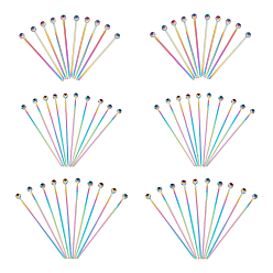 Rainbow Color 60 шт. 3 стили ионное покрытие (IP) 304 штифты с шаровой головкой из нержавеющей стали, Радуга цветов, 22 датчик, 20~30x0.6 мм, Руководитель: 1.7~1.9 mm, 20 шт / стиль