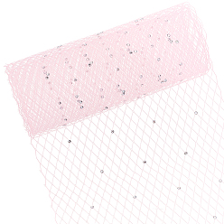 Pink Тюль из полиэстера, со стразами, розовые, 240~250x0.3~1.7 мм, 2 м / шт