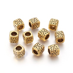 Античное Золото Разделители для бусин, тибетский стиль, античное золото , без свинца, без никеля и без кадмия, трубка, 9x9x9 мм, отверстие : 5.5 мм