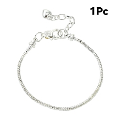 Серебро 1изготовление браслетов из латуни в европейском стиле, с железной цепью удлинителя, серебряные, 7-5/8 дюйм (195 мм) x 2.5 мм