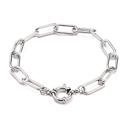 Stainless Steel Color Tarnish Resistant 304 Stainless Steel Paperclip Chain Bracelets, with Spring Ring Clasps, Stainless Steel Color, 8-1/8 inch(20.5cm)