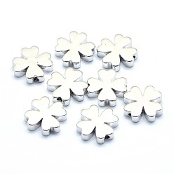 Платинированный Латунные бусины, без кадмия, без никеля и без свинца, клевер, Реальная платина, 10x10x2.5 мм, отверстие : 1.2 мм
